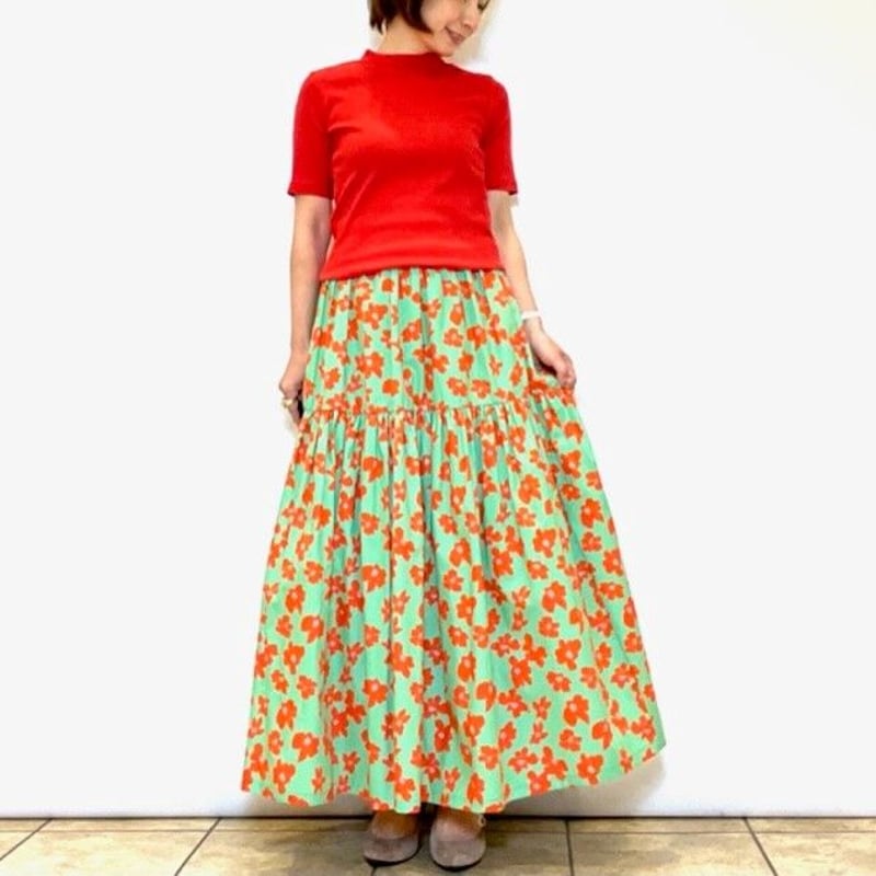 mi mi sol 花柄スカート 6anni 花柄シフォンスカート/洗える(ロング・マキシ丈スカート) | MK