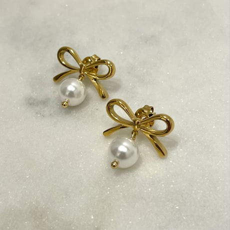 【LES CLEIAS／レ・クレアス】リボン＆パールピアス