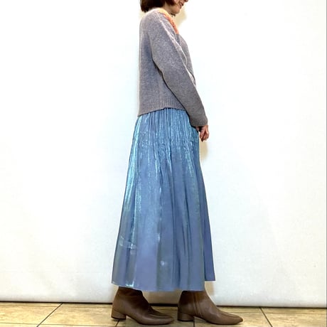 【ATELIER SIX／アトリエシックス】グリッターサテンギャザープリーツスカート