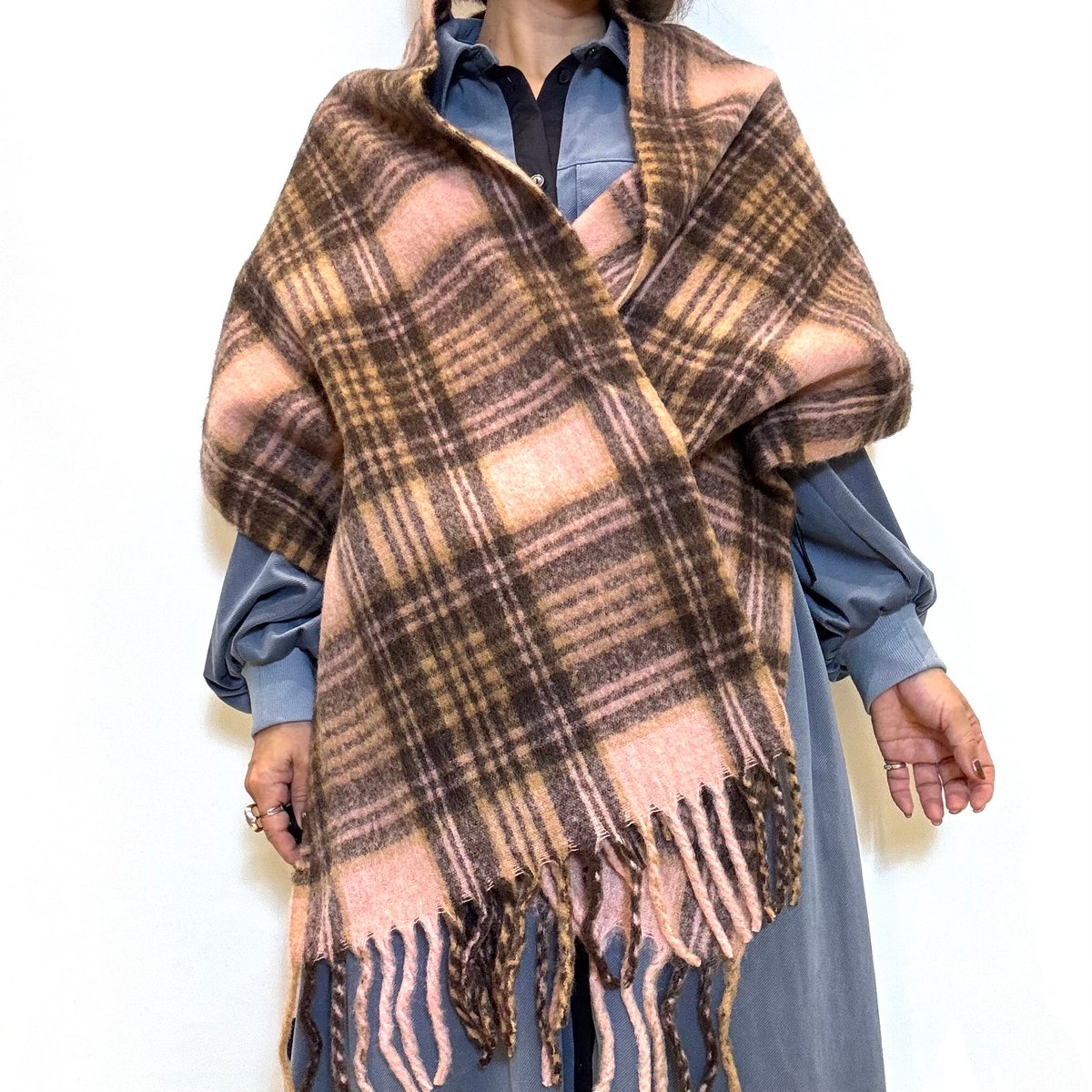 Brahmin／ブラーミン】フリンジチェックストール | Aimant-エマン