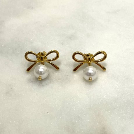 【LES CLEIAS／レ・クレアス】リボン＆パールピアス