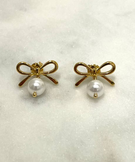 【LES CLEIAS／レ・クレアス】リボン＆パールピアス