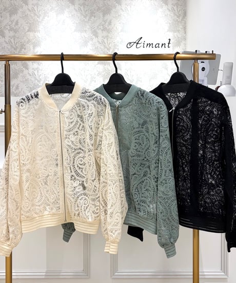 【Mylanka／ミランカ】ペイズリー刺繍フロントジップブルゾン