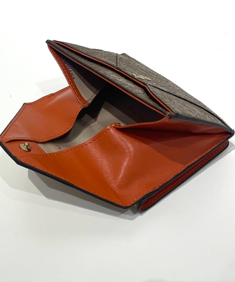 【SAN HIDEAKI MIHARA／サンヒデアキミハラ】メール型 二つ折り財布／レオパード箔押し