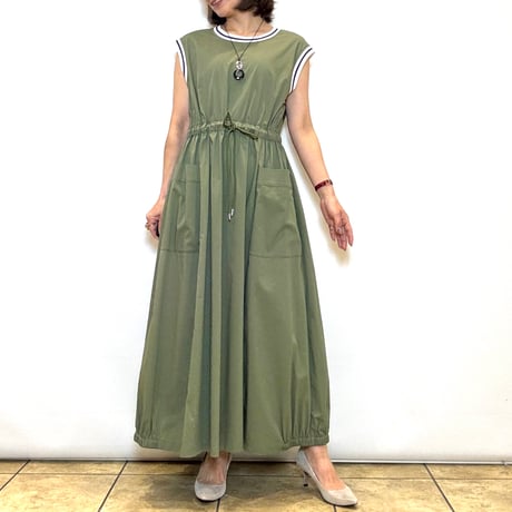 【C'est moijeu／セモワージュ】リブラインギャザーワンピース