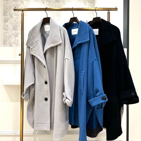 【美品】Lallia Mu ラリアムー リバーコート ウール100% ブラック 美品】Lallia Mu ラリアムー リバーコート ウール100% ブラック