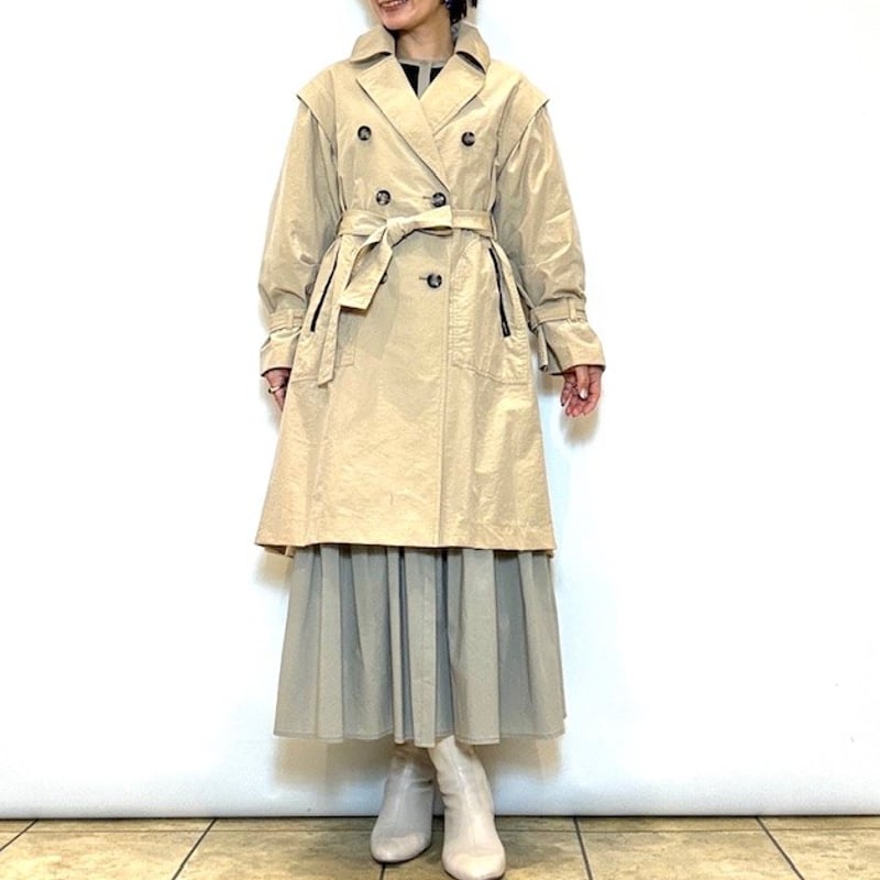 Lallia mu／ラリアムー】デタッチスリーブミドルトレンチコート 