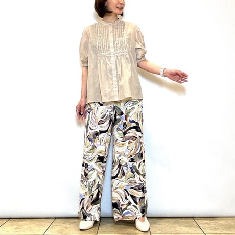 【Srieee／シュリ】マーブル柄シルクライクパンツ