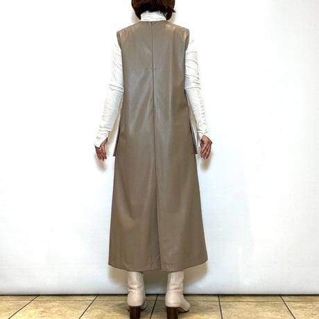 【Brahmin／ブラーミン】サイドポケットエコレザージャンパースカート