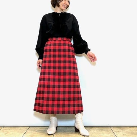 【Brahmin／ブラーミン】ギンガムチェック台形スカート