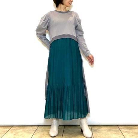 【Lallia mu／ラリアムー】2WAYダブルフェイスカットソーワンピース