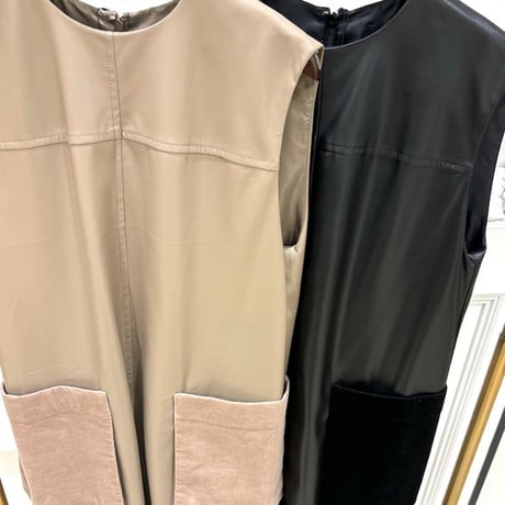 【Brahmin／ブラーミン】サイドポケットエコレザージャンパースカート