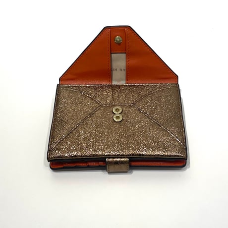 【SAN HIDEAKI MIHARA／サンヒデアキミハラ】メール型 二つ折り財布／レオパード箔押し