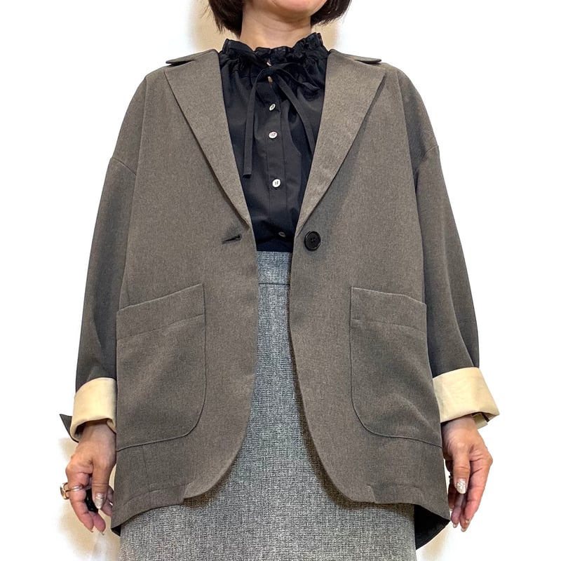 【コントワーデコトニエ】マロン色のラムレザーキルティングジャケット　大きいサイズ コントワーデコトニエ】マロン色のラムレザーキルティングジャケット