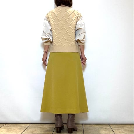 【Brahmin／ブラーミン】ケーブル×布帛スリーブ異素材ニット