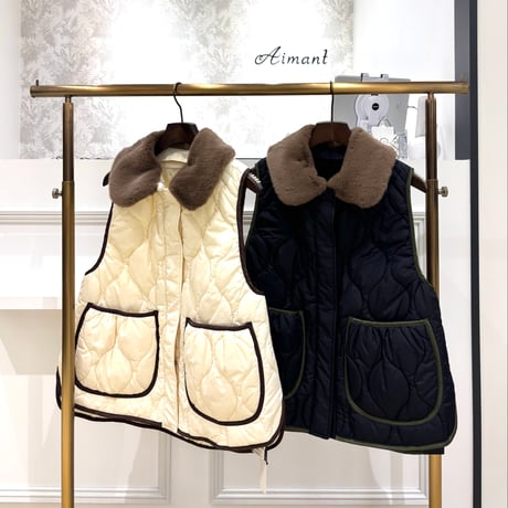 【Brahmin／ブラーミン】ファーカラー キルティング中綿ベスト