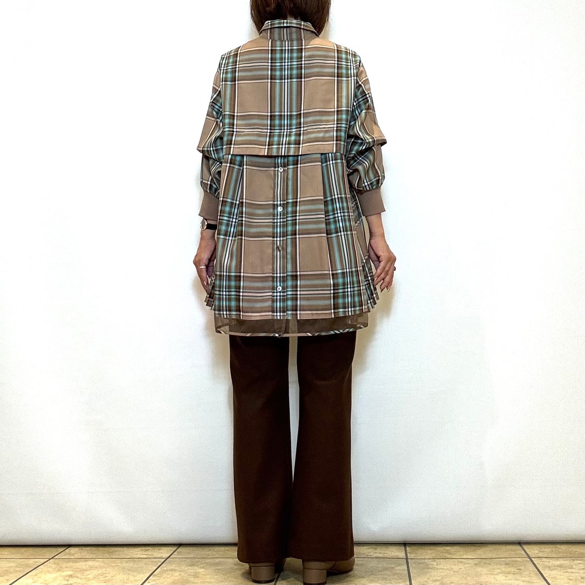 Lallia mu／ラリアムー】サイドプリーツチェックシャツ | Aimant-エマン