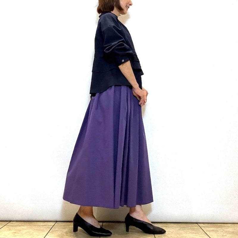 B6609B6608同梱■新品■自由区 タック ギャザー スカート 46 C'est moijeu／セモワージュ】リバーシブルタックギャザー