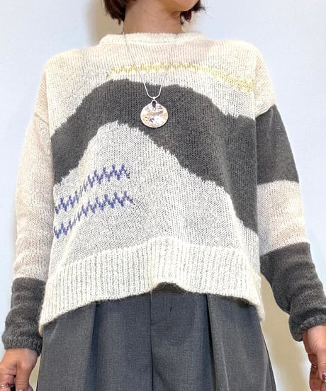 【C’est moijeu／セモワージュ】バイカラーラメ刺繍プルオーバー