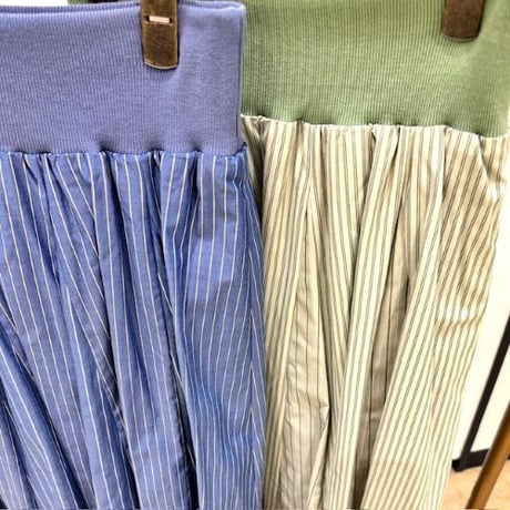 【ATELIER  SIX／アトリエシックス】ストライプ切替ウエストリブスカート
