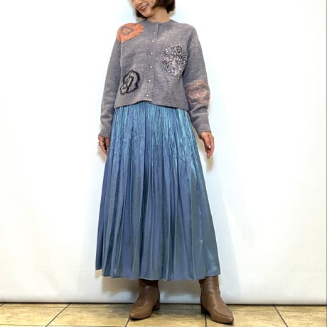 【ATELIER SIX／アトリエシックス】グリッターサテンギャザープリーツスカート