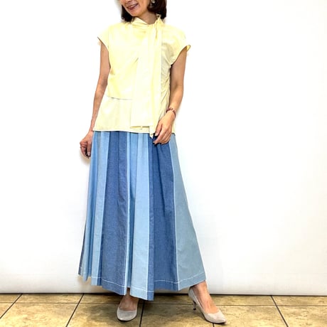 【 ATLIER SIX／アトリエシックス】2COLORデニムフレアスカート