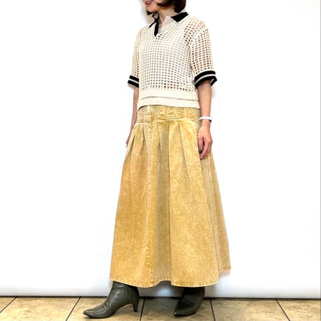 【Lallia mu／ラリアムー】フィッシュネットニットポロ