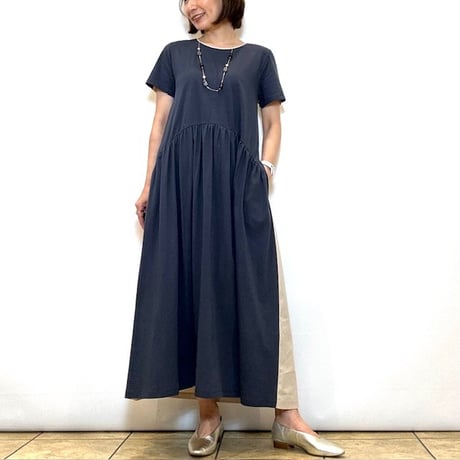 【COOMB／クーム】カットソー切り替えバイカラーワンピース