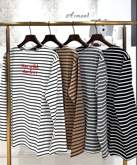 【Brahmin／ブラーミン】カラーロゴボーダーロングTシャツ
