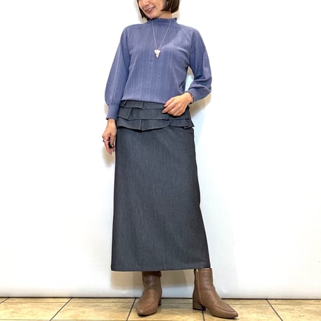 【C’est moijeu／セモワージュ】フリルネックレーシーニット