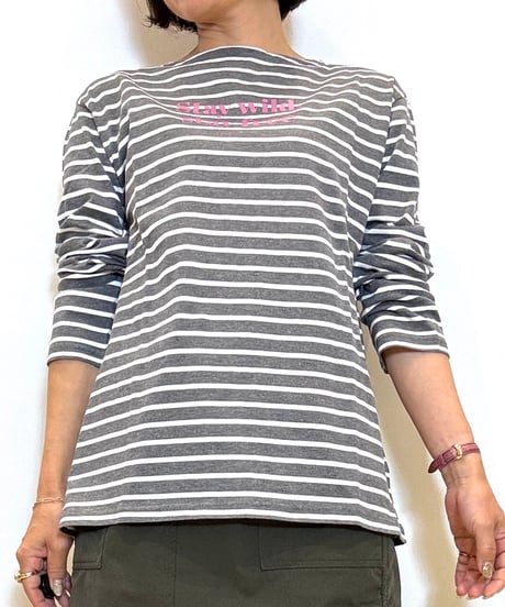 【Brahmin／ブラーミン】カラーロゴボーダーロングTシャツ