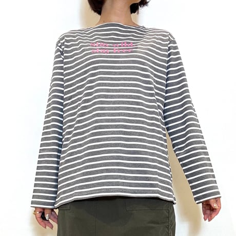 【Brahmin／ブラーミン】カラーロゴボーダーロングTシャツ