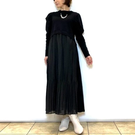【Lallia mu／ラリアムー】2WAYダブルフェイスカットソーワンピース
