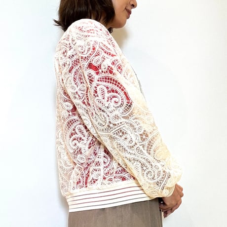 【Mylanka／ミランカ】ペイズリー刺繍フロントジップブルゾン