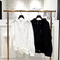 【Couvee／クベ】エンブロイダリーレースフーディブルゾン