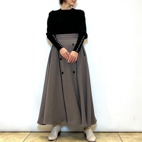 【Brahmin／ブラーミン】ダブルボタンハイウエストスカート