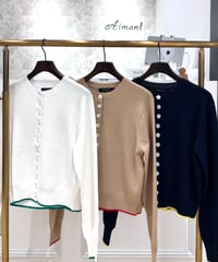 【Brahmin／ブラーミン】配色ヘムボタンニットカーディガン