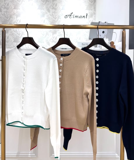 【Brahmin／ブラーミン】配色ヘムボタンニットカーディガン