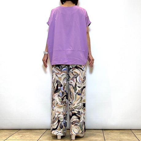 【Srieee／シュリ】マーブル柄シルクライクパンツ