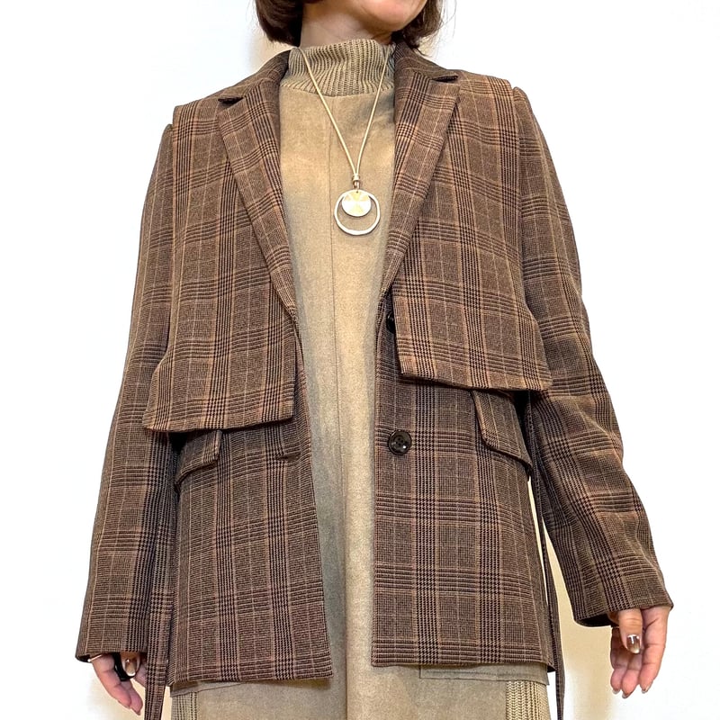 ラリアムー　ジャケット Lallia mu／ラリアムー】3wayチェックジャケットセットベスト