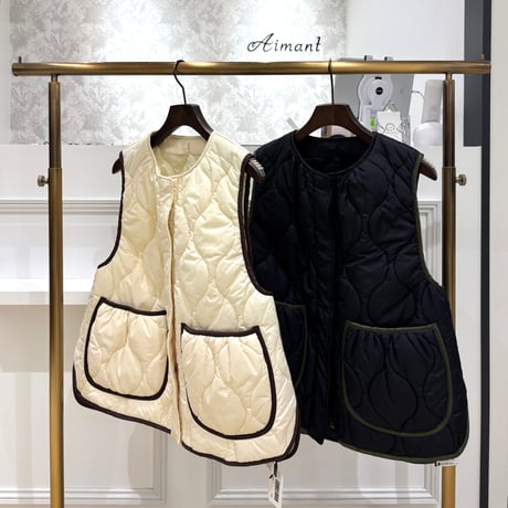 【Brahmin／ブラーミン】ファーカラー キルティング中綿ベスト