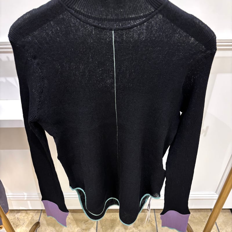 Lallia mu／ラリアムー】バイカラープリーツシアーニット | Aimant-エマン