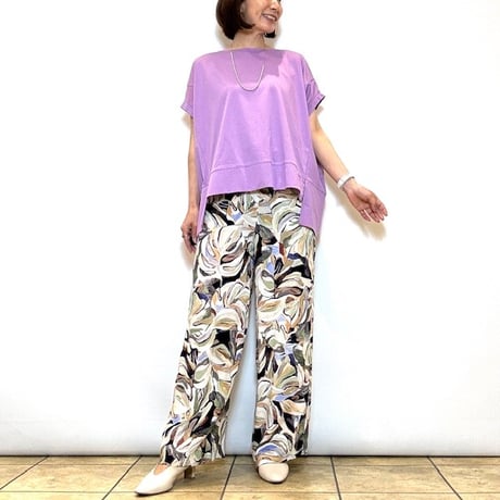 【Srieee／シュリ】マーブル柄シルクライクパンツ