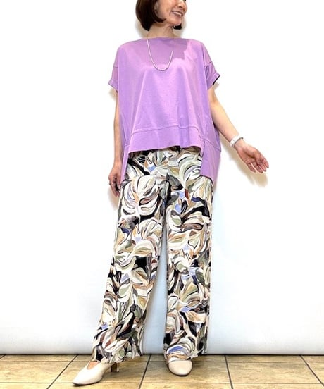【Srieee／シュリ】マーブル柄シルクライクパンツ