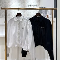 【PLUS PLUS／プラスプラス】クロップドシアーブラウス