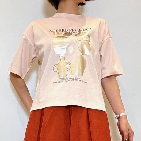 【COOMB／クーム】５分袖箔プリントTシャツ