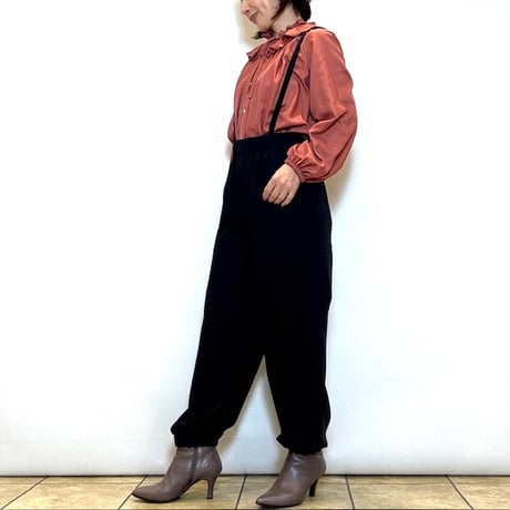 【Srieee／シュリ】サスペンダーサテンカーゴパンツ