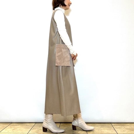 【Brahmin／ブラーミン】サイドポケットエコレザージャンパースカート