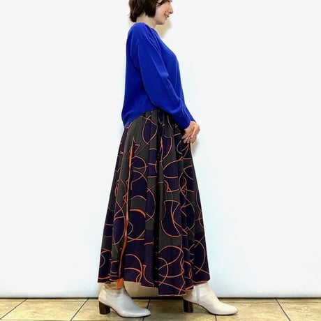 【Mia asterism／ミーアアステリズム】サイドラインプリントフレアスカート
