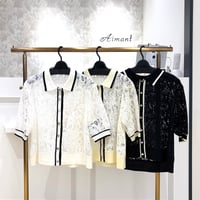 【ATELIER SIX／アトリエシックス】ニット+レース衿付きカーディガン